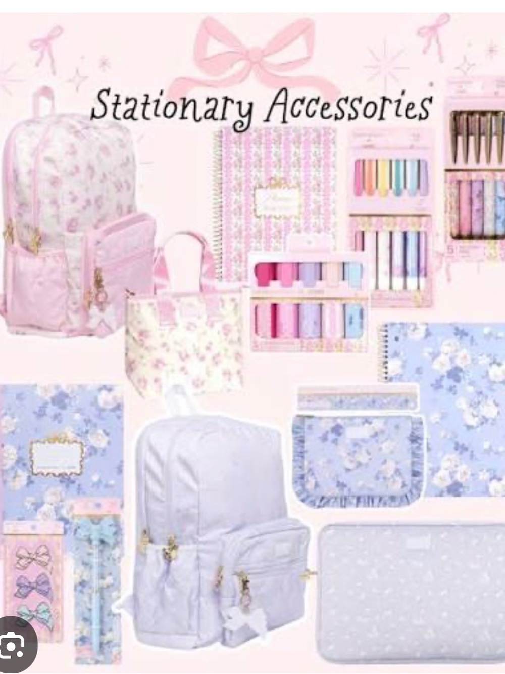 NWT LoveShackFancy Pastel Blue and Lavender Floral School Set